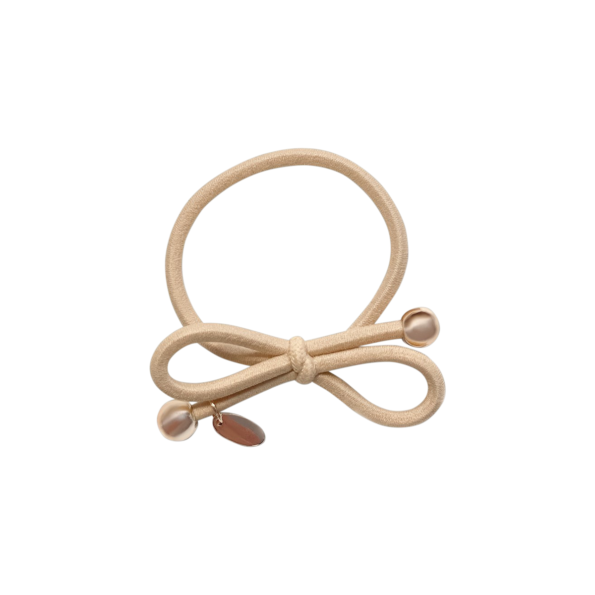 IA BON - Hair Tie with Gold Bead Soft Cream