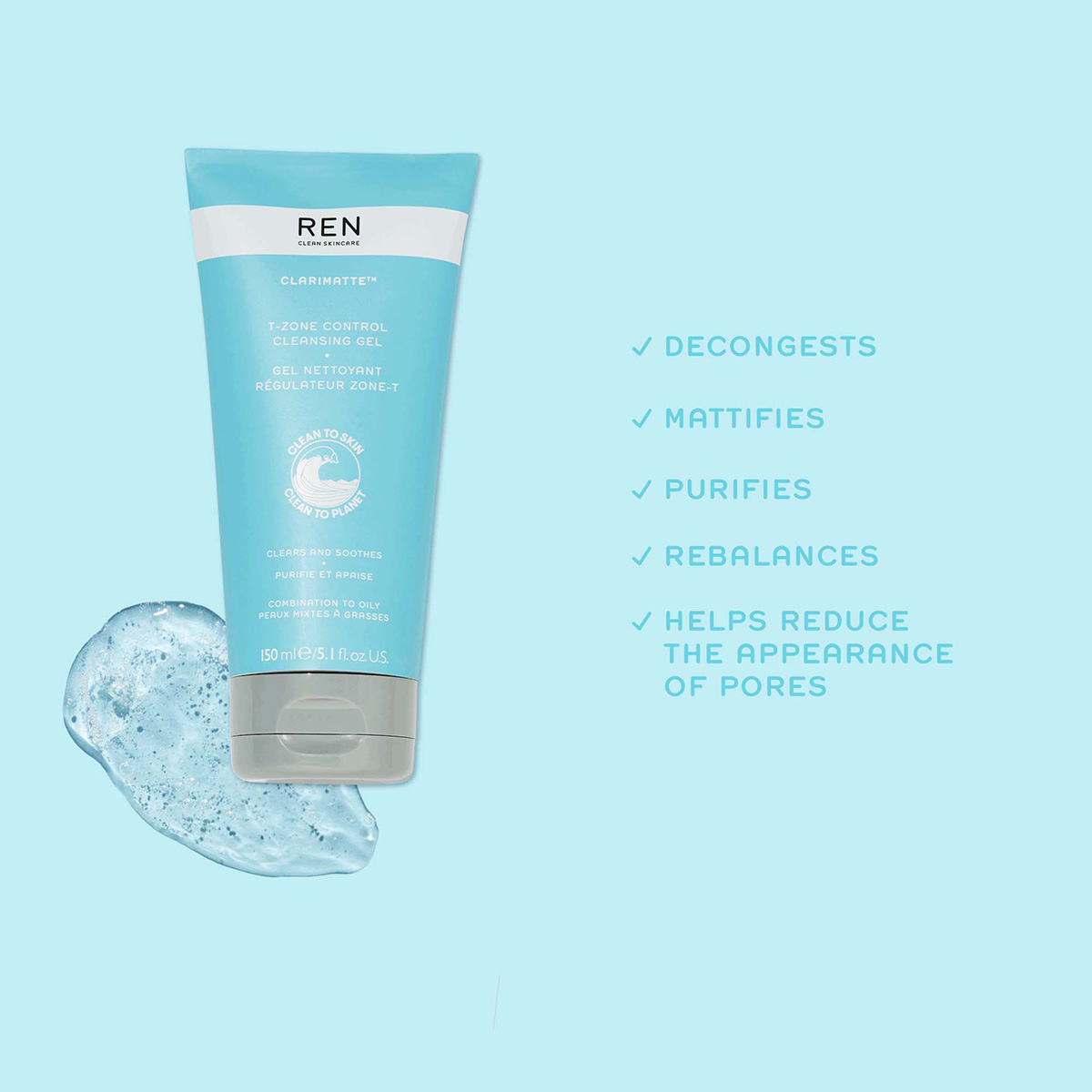 Ren Clean Skincare - Clarimatte T-Zone Control Cleansing Gel